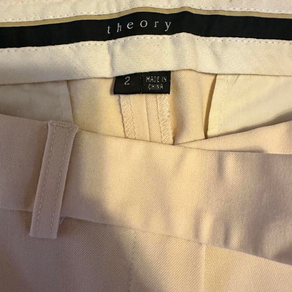 Theory Womens 2 Cream Ivory Tailored Straight Leg Dress Pants Trousers